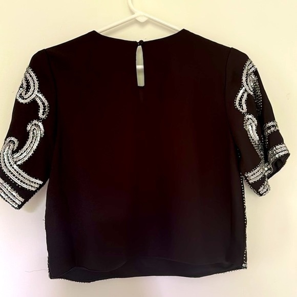 NWT Women’s Forever 21 Black with Silver Sequin 100% Polyester Top Size Small - Picture 6 of 7